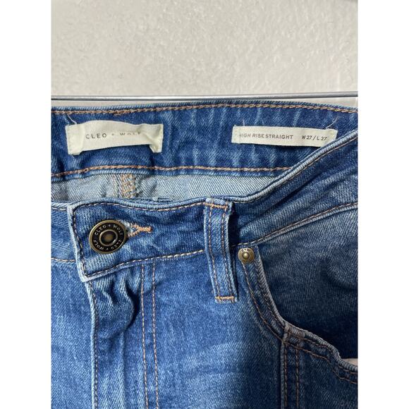 Cleo + Wolf High Rise Straight Jeans Womens Size 27 Front Seam Stretchy Zip Fly - Picture 3 of 5
